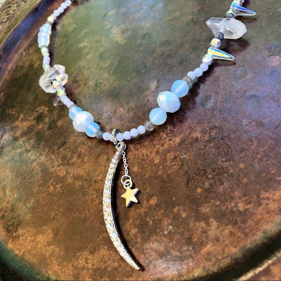 Moon and Star Crystal Necklace